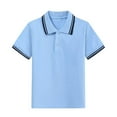 thumbnail image 1 of Atogsazn Toddler Boys Summer T-shirt Kids Casual Button Up Short Sleeve Pullover Tshirt Basic Classic Tops School 02-Blue 3-4 Years Fashion, 1 of 5