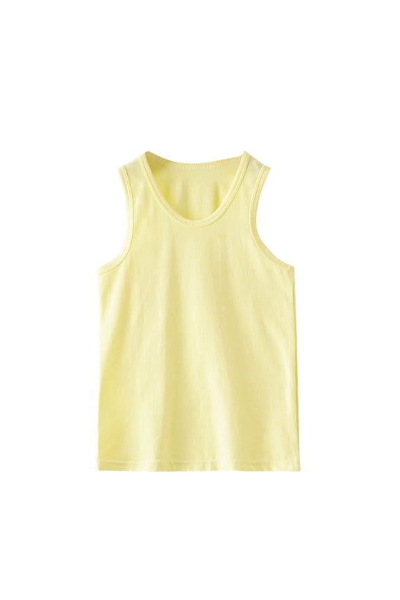 Toddler Boys Summer Tank Top Kids Casual Crewneck Cotton T-shirt Top Tee Clothes for Children 02-Yellow 2-3 Years
