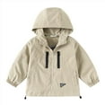 thumbnail image 1 of Atogsazn Toddler Boys Windbreaker Casual Outerwear Kids Lightweight Zip Hooded Jacket Clothes Tops 04-Khaki 3-4 Years, 1 of 4