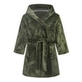 thumbnail image 1 of Atogsazn Toddler Girl Fuzzy Robe Fleece Furry Long Sleeve Bathrobe with Waistband Warm Winter Clothes 03-Army Green 2-3 Years Fashion, 1 of 6
