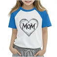 thumbnail image 1 of Atogsazn Toddler Girl Mother's Day Tshirt Kids Casual Colorblock Short Sleeve T-shirt Clothing Basic Top for Boy 03-Blue 9-10 Years, 1 of 5