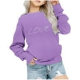 thumbnail image 1 of Atogsazn Toddler Girl Sweatshirt Kids Casual Letter Printed Long Sleeve Pullover Sweatshirts Fashion Clothes 02-Purple 1-2 Years, 1 of 1