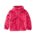 thumbnail image 1 of Atogsazn Toddler Girl Winter Clothes Kids Casual Fuzzy Zip Up Long Sleeve Coat Fleece Sherpa Jacket Outfit Tops Hot Pink 3-4 Years Fashion, 1 of 4