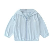 Atogsazn Toddler Girl Zipper Jacket Kid Casual Long Sleeve Hooded Jackets Spring Fall Clothes Blue 4-5 Years