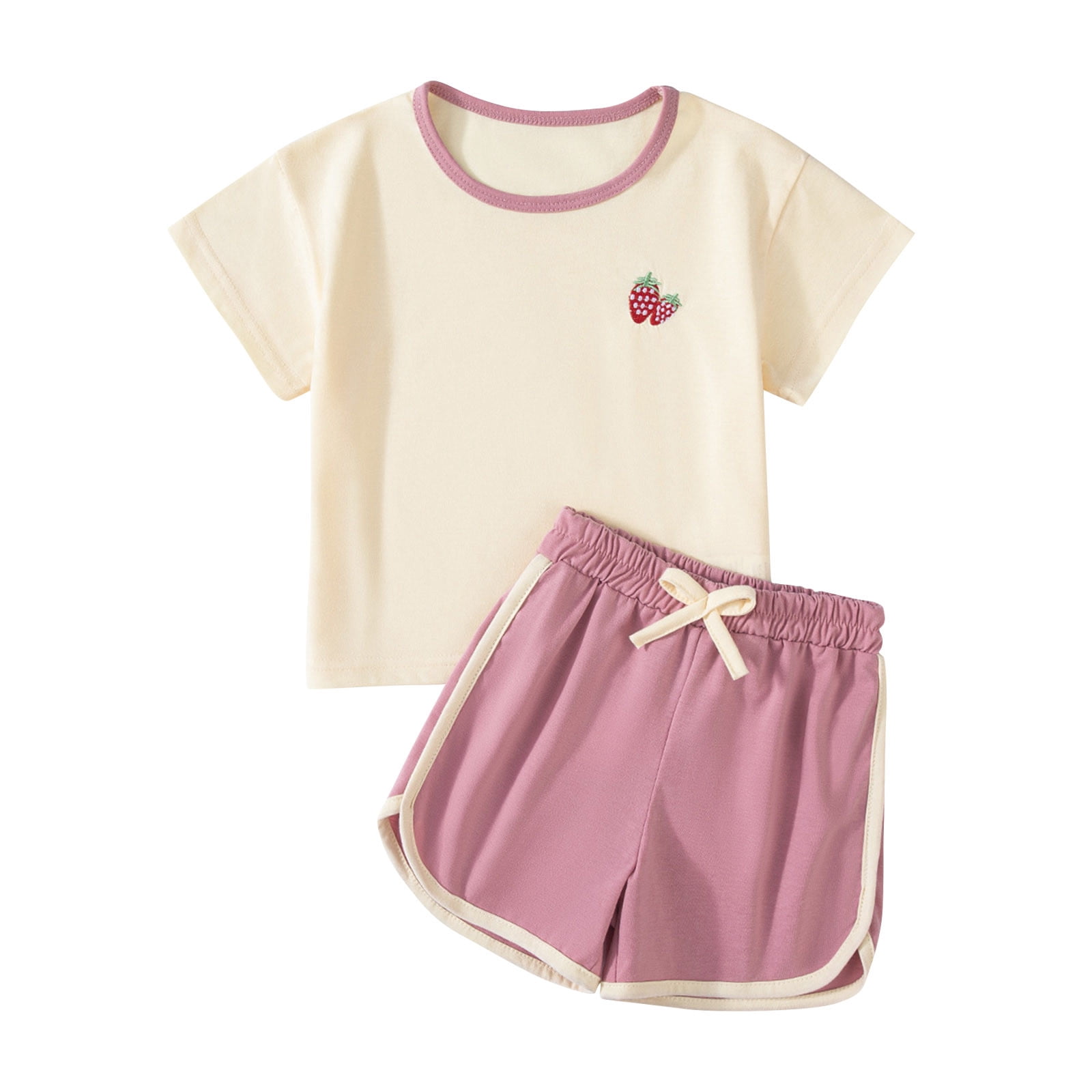 Atogsazn Toddler Girls 2 Piece Clothes Set Kids Loose Fit Short Sleeve ...