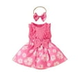 thumbnail image 1 of Atogsazn Toddler Girls Clothes Set Baby Lace Ribbed Jumpsuit Romper Floral Skirts Outfit with Headband Z-Hot Pink 6-9 Months Fashion, 1 of 4