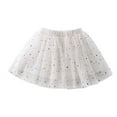 thumbnail image 1 of Atogsazn Toddler Girls Girls Tulle Skirt Toddler Girls Cute Party Dance Solid Color Embroidery Net Yarn Tulle Princess Dress Skirt 5-6 Years Beige, 1 of 4