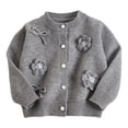 thumbnail image 1 of Atogsazn Toddler Girls Knitted Sweater Kids Casual Long Sleeve Pullover Sweaters Fall Winter Tops Outfit 02-Gray 5-6 Years Fashion, 1 of 9