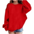 thumbnail image 1 of Atogsazn Toddler Girls Oversized Sweatshirt Kids Casual Fleece Long Sleeve Pullover Sweatshirts Fall Winter Clothes Red 5-6Years Fashion, 1 of 5