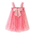 thumbnail image 1 of Atogsazn Toddler Girls Princess Dress Clearance Toddler Kids Baby Girls Cute Summer Mesh Solid Color Print Bow Suspenders Dress Skirt 6-12 Months Pink, 1 of 4