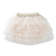 thumbnail image 1 of Atogsazn Toddler Girls Princess Skirt Toddler Girls Cute Party Dance Solid Color Net Yarn Tulle Princess Dress Skirt 11-12 Years Beige, 1 of 4