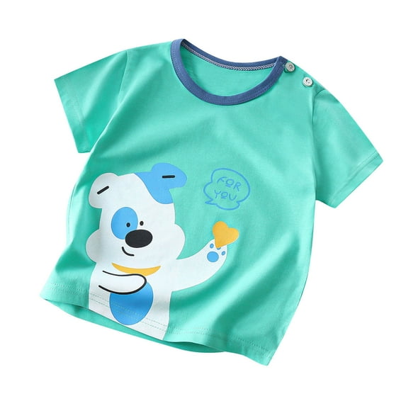 Atogsazn Toddler Girls Short Sleeve T-Shirts Baby Clothes Summer Casual Basic Tee Comfortable Solid Color Print Cotton T-shirt Top 18-24 Months Mint Green