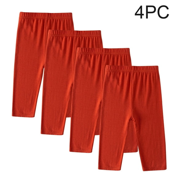 Atogsazn Toddler Girls Summer 4PCs Capris Kids Stretchy Yoga Legging Cropped Pants Gym Clothes Fashion 01-Orange 10-11 Years