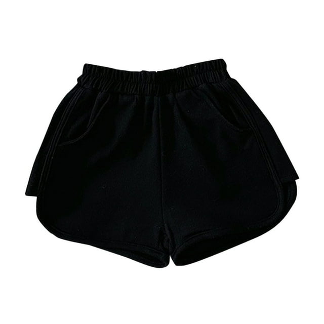 Atogsazn Toddler Girls Summer Cotton Shorts Kids Casual Jogger Elastic Waist Shorts Spring Beach Clothes Black 3-4 Years on Clearance
