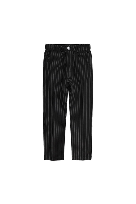 Toddler Pants Toddler Kids Big Boy Fashion Cute Solid Color Stripe Casual School Uniform Suit Pants Trousers 90 Black