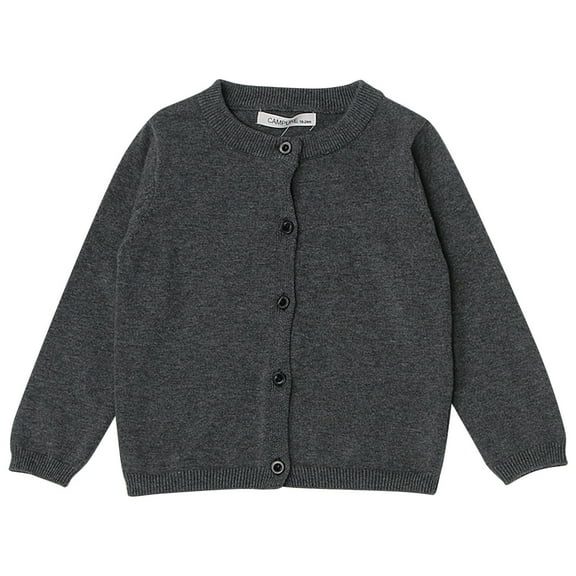 Atogsazn Toddler Sweater Cardigan Baby Girl Boy Infant Winter Sweater Candy Color Cardigan Outerwear Kids Solid Color Small Cardigan Dark Gray 4 Years