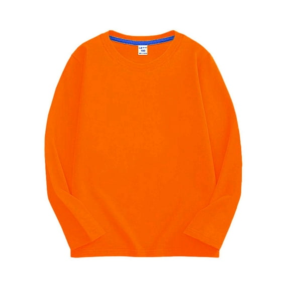 Atogsazn Toddler Boys Cotton Sweatshirt Kids Casual Long Sleeve Sweat Shirt Oversized Tshirt Top Clothes Orange 7-8 Years on Clearance