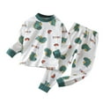 thumbnail image 1 of Atogsazn Toddler Unisex Long Sleeve Tops and Pants Outfit Pajamas Set Toddler Baby Kids Winter Boys Girls Solid Color Cute Print Long Sleeved Home Wear Clothes Suit 6-12 Months White, 1 of 3