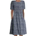 thumbnail image 1 of Atogsazn Vintage Floral Printed Dress for Women Casual Short Sleeve Summer Dresses Flowy Dress with Pockets Navy S, 1 of 5