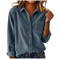 thumbnail image 1 of Atogsazn Women Button Up Shirt Casual Corduroy Long Sleeve Blouse Loose Fit Tops Fall Outfit Shirts Clothes Navy M Fashion, 1 of 7