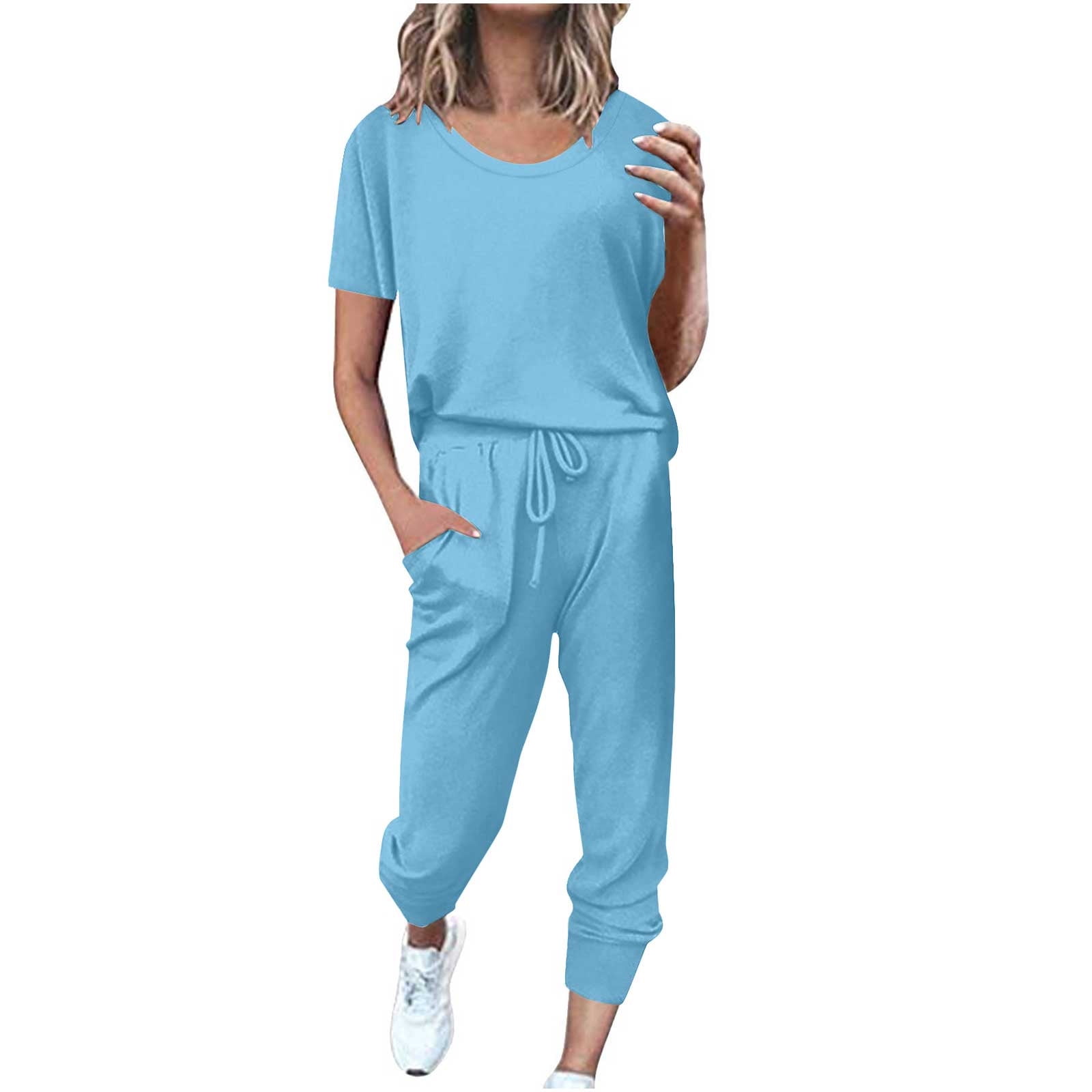 LIGHT BLUE 2 PIECE SWEATSUIT WITH RED/WHITE BOW CORD DETAIL