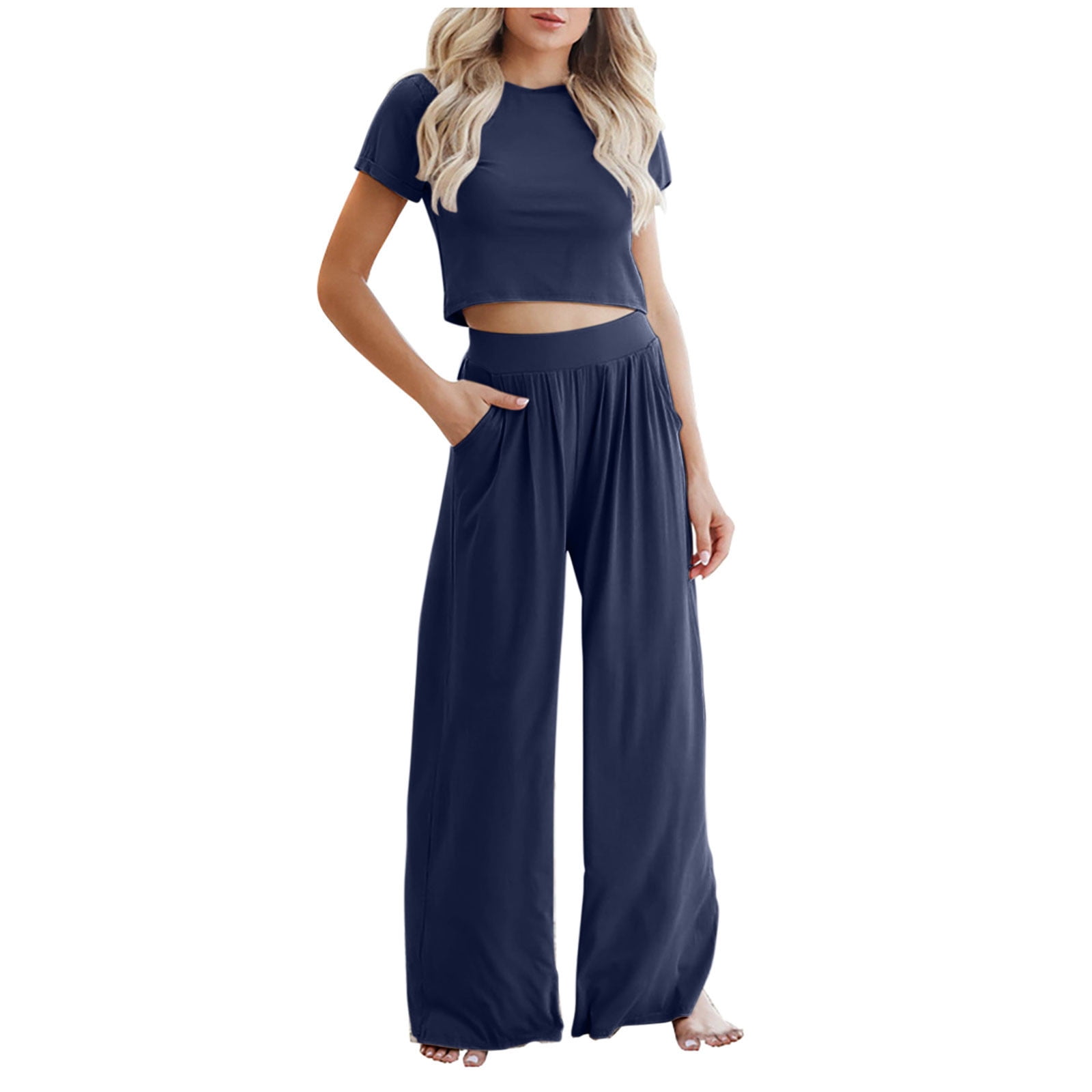 GRECERELLE Tweedelig trainingspak voor dames, zomeroutfits, tracksuit, korte mouwen, casual, crew neck, cap sleeve, tops en joggingbroek, trainingspakken met zakken, abrikoos, XL