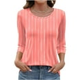 thumbnail image 1 of Atogsazn Women's 3/4 Sleeve Blouse Casual Dressy Crewneck Pullover Tshirt Flowy Loose Fit Tops Outfit Summer 02-Orange XL Fashion, 1 of 5