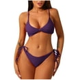 thumbnail image 1 of Atogsazn Women's Bikini Sets Two Piece Swimsuit V Neck Adjustable Spaghetti Straps Bathing Suit Swimwear Summer B-Purple L, 1 of 4