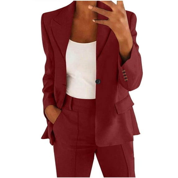 Atogsazn Women's Blazer Jacket Casual Cardigan Long Sleeve Jacket Business Suit Workout Clothing Office Tops Hot Pink XXL Fashion