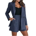 thumbnail image 1 of Atogsazn Women's Blazer Jackets Sets Summer Casual Long Sleeve Jackets Shorts 2 Piece Outfit Fashion Navy XXL, 1 of 9