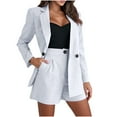 thumbnail image 1 of Atogsazn Women's Blazer Jackets Sets Summer Casual Long Sleeve Jackets Shorts 2 Piece Outfit Fashion White M, 1 of 9
