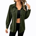 thumbnail image 1 of Atogsazn Women's Button Down Shacket Jacket Casual Ribbed Corduroy Long Sleeve Oversized Shirt Fall Winter Tops Army Green M Fashion, 1 of 7