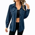 thumbnail image 1 of Atogsazn Women's Button Down Shacket Jacket Casual Ribbed Corduroy Long Sleeve Oversized Shirt Fall Winter Tops Blue S Fashion, 1 of 7