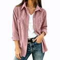 thumbnail image 1 of Atogsazn Women's Button Down Shacket Jacket Casual Ribbed Corduroy Long Sleeve Oversized Shirt Fall Winter Tops Pink M Fashion, 1 of 7