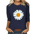 thumbnail image 1 of Atogsazn Women's Casual 3/4 Sleeve T-Shirts Fashion Printed Blouse Round Neck Tee Tops Womens Summer Tops Navy XXL, 1 of 4