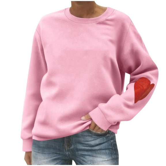 Atogsazn Women's Casual Sweatshirt Long Sleeve Crewneck Pullover Sweatshirts Fall Clothing Outfit Tops 01-Pink M Fashion