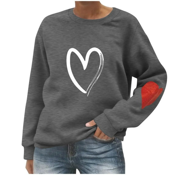 Atogsazn Women's Casual Sweatshirt Long Sleeve Crewneck Pullover Sweatshirts Fall Clothing Outfit Tops 02-Dark Gray L Fashion