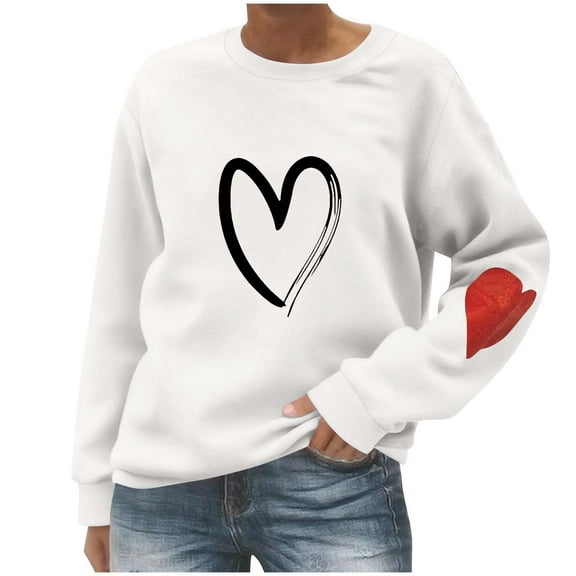 Atogsazn Women's Casual Sweatshirt Long Sleeve Crewneck Pullover Sweatshirts Fall Clothing Outfit Tops 02-White M Fashion