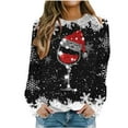 thumbnail image 1 of Atogsazn Women's Christmas Sweatshirt Casual Loose Long Sleeve Pullover Sweatshirts Festival Tops Clothing 03-Black M Fashion, 1 of 5