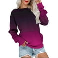 thumbnail image 1 of Atogsazn Women's Crew Neck Sweatshirt Casual Gradient Long Sleeve Pullover Sweatshirts Clothing Tops Outfit Purple XXL Fashion, 1 of 6