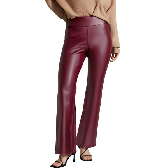 Atogsazn Women's Flare Leg Pant Casual Strecthy Elastic Waist Pants Fashion Lifgthweighr Clothes Red S