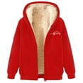 thumbnail image 1 of Atogsazn Women's Fleece Lined Hoodies Full Zip Hoodie Long Sleeve Sweatshirt Sherpa Winter Clothing Tops 03-Red XL Fashion, 1 of 7