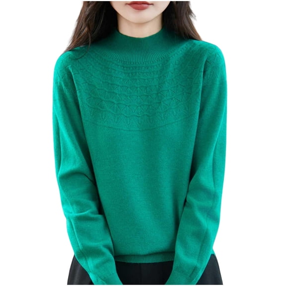 Atogsazn Women's Floral Sweater Casual Turtleneck Long Sleeve Blouse Pullover Fall Tops Tunic Clothing Outfit 02-Mint Green L Fashion