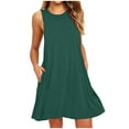 thumbnail image 1 of Atogsazn Women's Flowy High Waist Mini Dress Summer Dresses 2024 Casual Sleeveless Tank Dress Loose Sundress with Pockets Green L Clearance Sale, 1 of 4