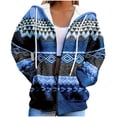 thumbnail image 1 of Atogsazn Women's Full Zip Fleece Sweatshirt Casual Long Sleeve Oversized Jacket Fall Winter Tops Outerwear Blue XXL Fashion, 1 of 9