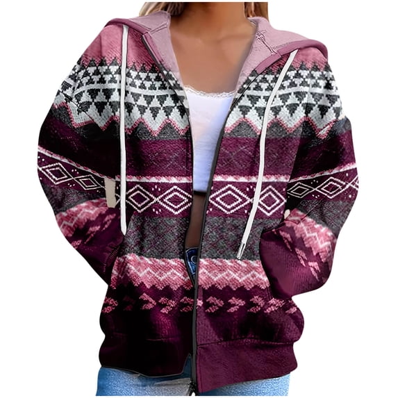 Atogsazn Women's Full Zip Fleece Sweatshirt Casual Long Sleeve Oversized Jacket Fall Winter Tops Outerwear Hot Pink S Fashion