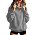 thumbnail image 1 of Atogsazn Women's Half Zip Collared Cropped Sweatshirt Long Sleeve Fleece Sweater Fall Winter Tops Outerwear Gray M Fashion, 1 of 7