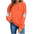 thumbnail image 1 of Atogsazn Women's Halloween Sweatshirt Casual Crew Neck Long Sleeve Pullover Sweater Loose Fall Winter Tops Orange S Fashion, 1 of 7