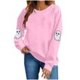 thumbnail image 1 of Atogsazn Women's Halloween Sweatshirt Casual Crew Neck Long Sleeve Pullover Sweater Loose Fall Winter Tops Pink S Fashion, 1 of 7