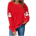 thumbnail image 1 of Atogsazn Women's Halloween Sweatshirt Cute Spooky Long Sleeve Sweatshirts Pullover Sweater Casual Tops Crewneck Blouse 02-Red XL Fashion, 1 of 6